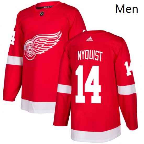 Mens Adidas Detroit Red Wings 14 Gustav Nyquist Authentic Red Home NHL Jersey